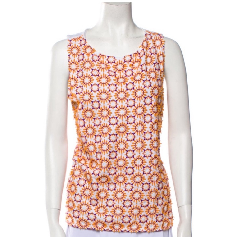PRADA Embroidered Sunny Tank 46/6 EUC